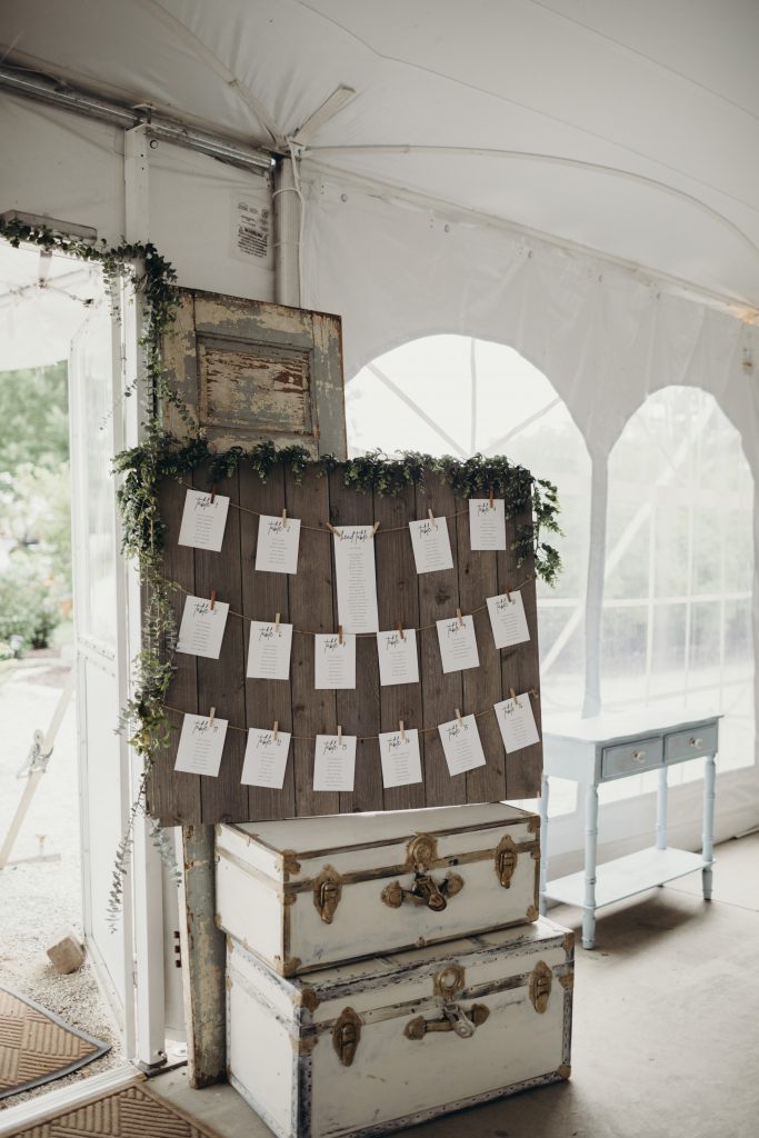 Rustic and elegant wedding decor rentals with greenery